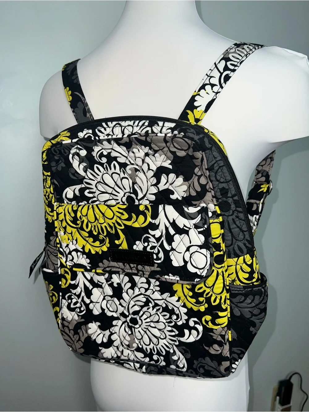 Vera Bradley Backpack Yellow Birdie Floral Quilted Cotton Travel Bag